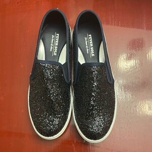 NWT Fever Sole Women's Glitter Slip-On Sneakers - navy blue